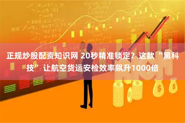 正规炒股配资知识网 20秒精准锁定？这款 “黑科技” 让航空货运安检效率飙升1000倍